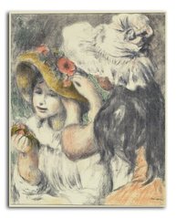 Fete care atașează flori la o pălărie
