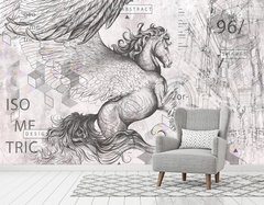 Colaj de design, Pegasus și arhitectură, gri