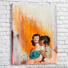 Cuplu îndrăgostit sărutându-se, desen în creion