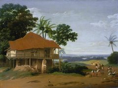 Бразильский пейзаж с домом рабочих