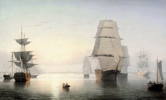 Бостонская гавань, закат