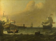 Голландские военные корабли входят в средиземноморский порт