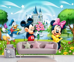 Mickey, Mini Mouse cu flori și Donald Duck