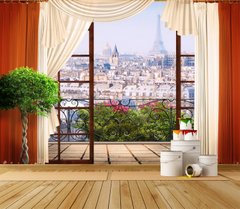 Fototapet cu vedere la Paris de la balcon