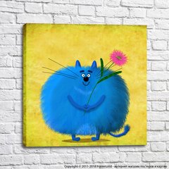 Pisică albastră uriașă cu o floare