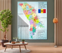 Harta administrativa a Republicii Moldova, limba Romana