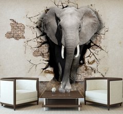 Elefant uriaș pe un perete crăpat
