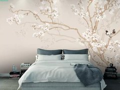 Arbore de magnolie cu flori și păsări