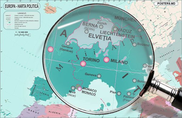 Harta politica a Europei, limba Romana