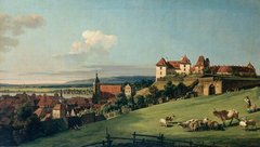Vedere la Pirna cu Castelul Sonnenstein