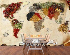 Harta lumii abstracte din condimente pe un fundal bej