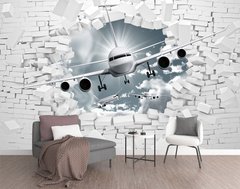 Avion modern pe un fundal de perete 3D