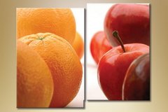 Диптих, яблоки и апельсин