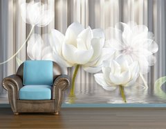 Flori albe de lotus pe fundal cu dungi