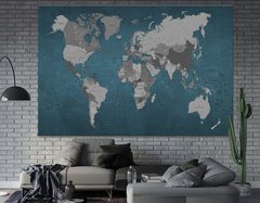 Harta politica a lumii, limba Engleza, albastra