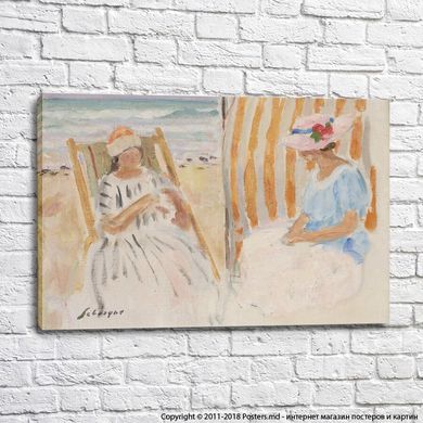 Анри Лебаск - Две женщины на пляже Сен-Тропе