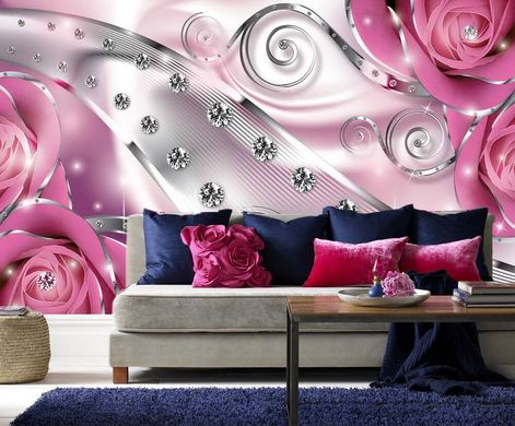 Trandafiri roz cu diamante, Abstracție 3D