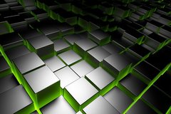 Фотообои 3D хромированные зеленые кубы