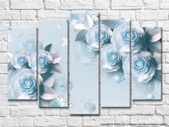 Бело-голубые розы на голубом фоне