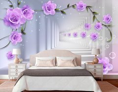 Светло фиолетовые розы, серый туннель
