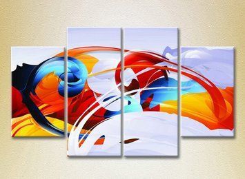 Poliptic Abstracție albastru portocaliu_04