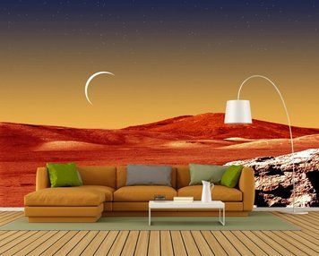 Planeta Marte cu vedere la lună, spațiu