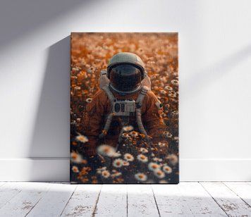 Astronaut &icirc;n xotum pe un c&acirc;mp de mușețel