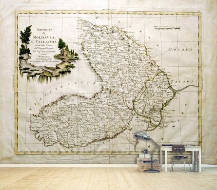 Harta antica a Moldovei si Valahia, vintage
