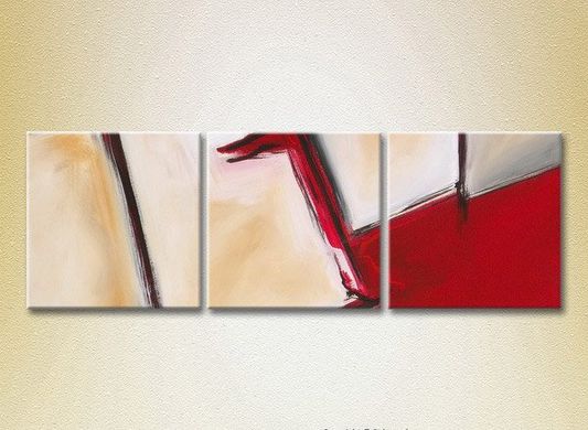 Triptic Abstracție alb și roșu