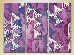 Triptic Abstract liliac-violet