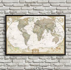 Harta fizico politica a lumii, stil vintage