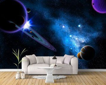 Сатурн на фоне звезд и комет, космос