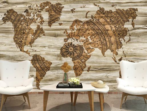 Абстрактная карта мира на деревянном фоне