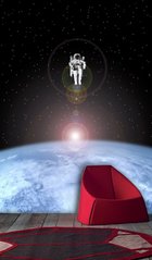 Космонавт на фоне Земли и звезд