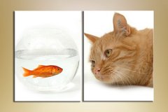 Диптих Кот и золотая рыбка