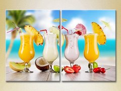 Диптих Четыри фруктовых коктейлей на пляже_01