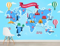 Harta lumii cu obiective turistice si baloane