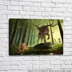 Micul ponei și căprioare într-o pădure de zâne