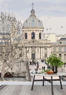 Catedrala din Paris și turiști pe pod