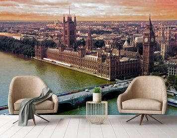 Fototapet &bdquo;Turnul Big Ben de l&acirc;ngă r&acirc;u, Londra&rdquo;