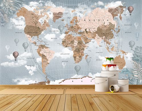 Harta lumii texturată cu plante și cărămizi