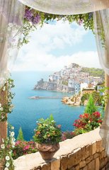 Фреска средиземноморский город вид из окна