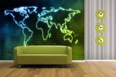 Harta abstracta a lumii pe fundal in carouri de culoare verde inchis