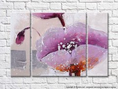 Фиолетовые цветы на бежевом фоне-картина маслом