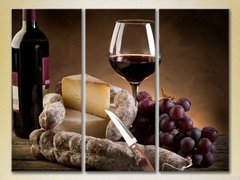 Триптих Вино, сыр и виноград