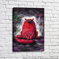 Красный кот на темном абстрактном фоне