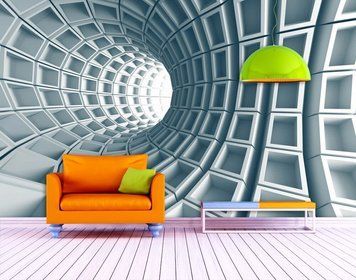 Tunel geometric &icirc;n tonuri gri-albastru