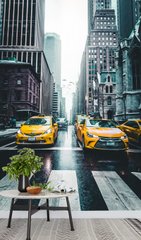 Желтые автомобили такси на улице Нью Йорка