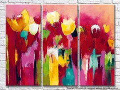 Абстракция из тюльпанов на разноцветном фоне
