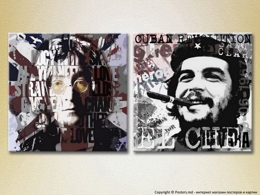 Джон Леннон и Че Гевара, стилизованные портреты